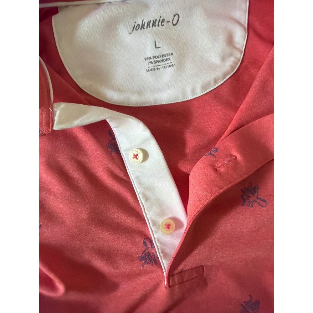 Johnnie-O Mens Octopus Print Sky Surfer Printed Polo Shirt Coral L - Picture 5 of 6